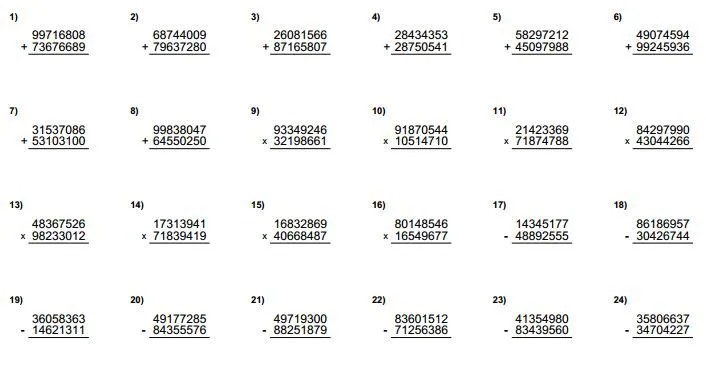 Pasatiempos para Imprimir: Ejercicios matemáticos nº 18