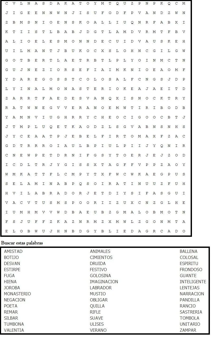 Pasatiempos para Imprimir: Sopa de Letras nº 58