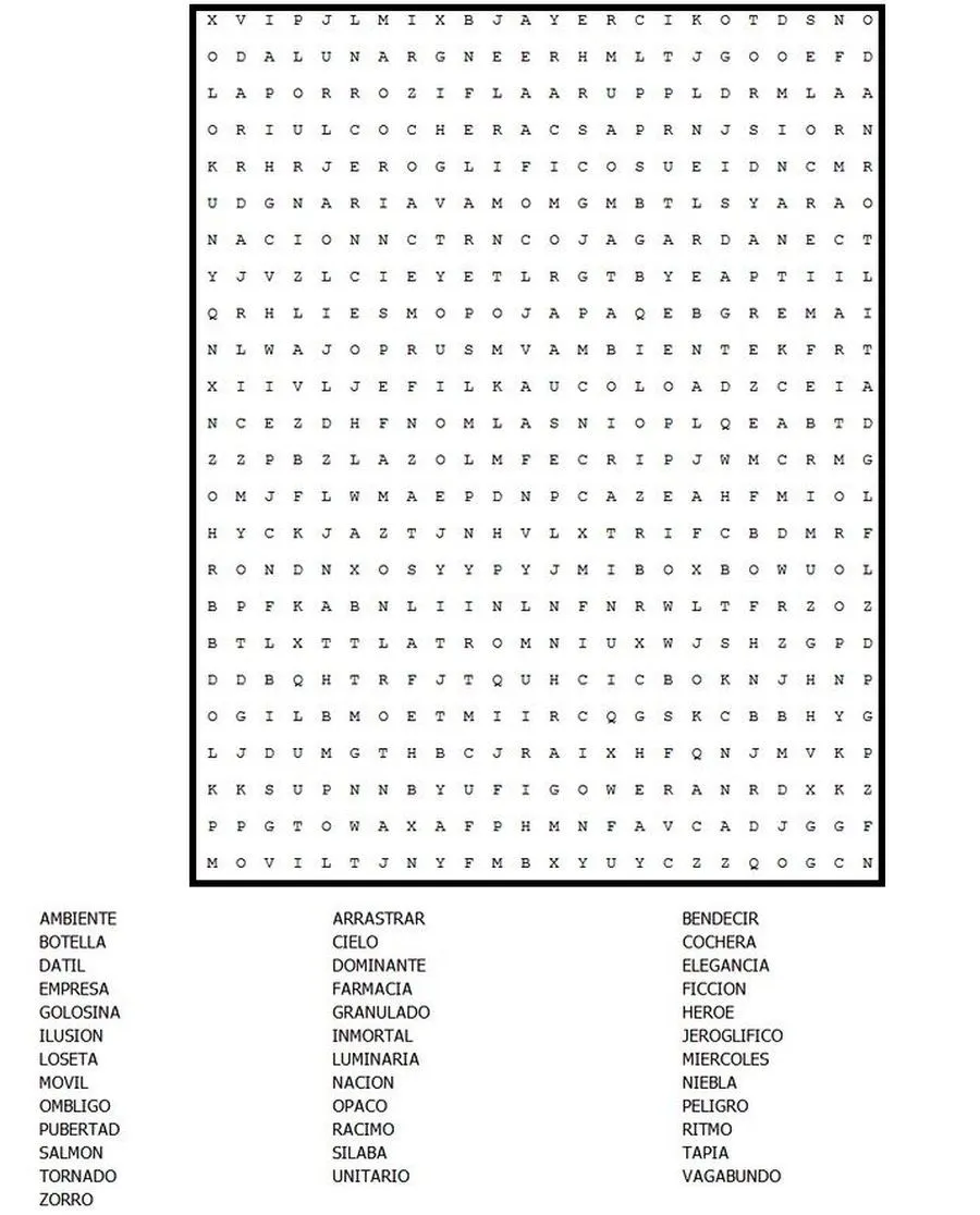 Pasatiempos para Imprimir: Sopa de Letras nº 60