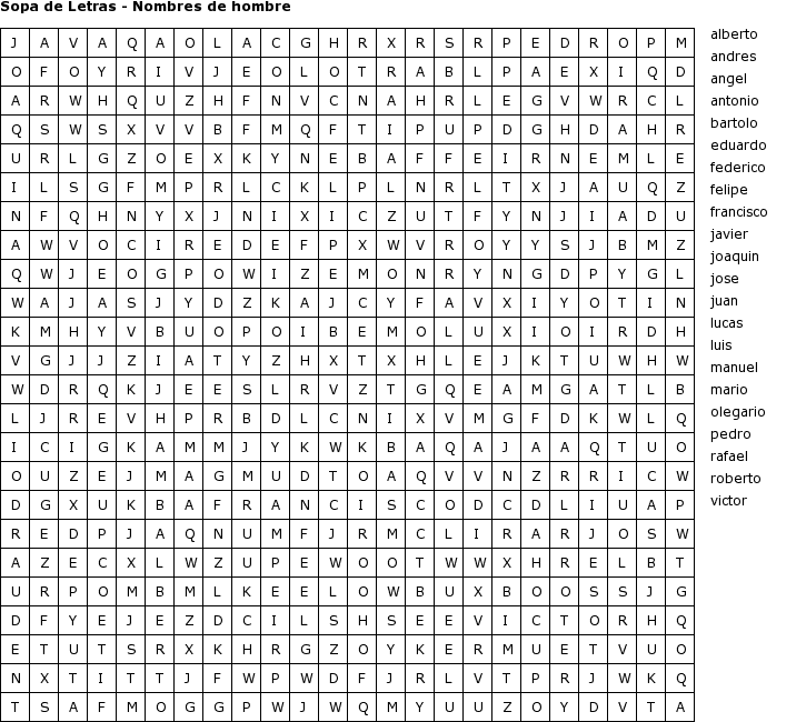 Sopa de letras en español para imprimir - Imagui