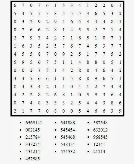 Pasatiempos para Imprimir: Sopa de Números nº 11