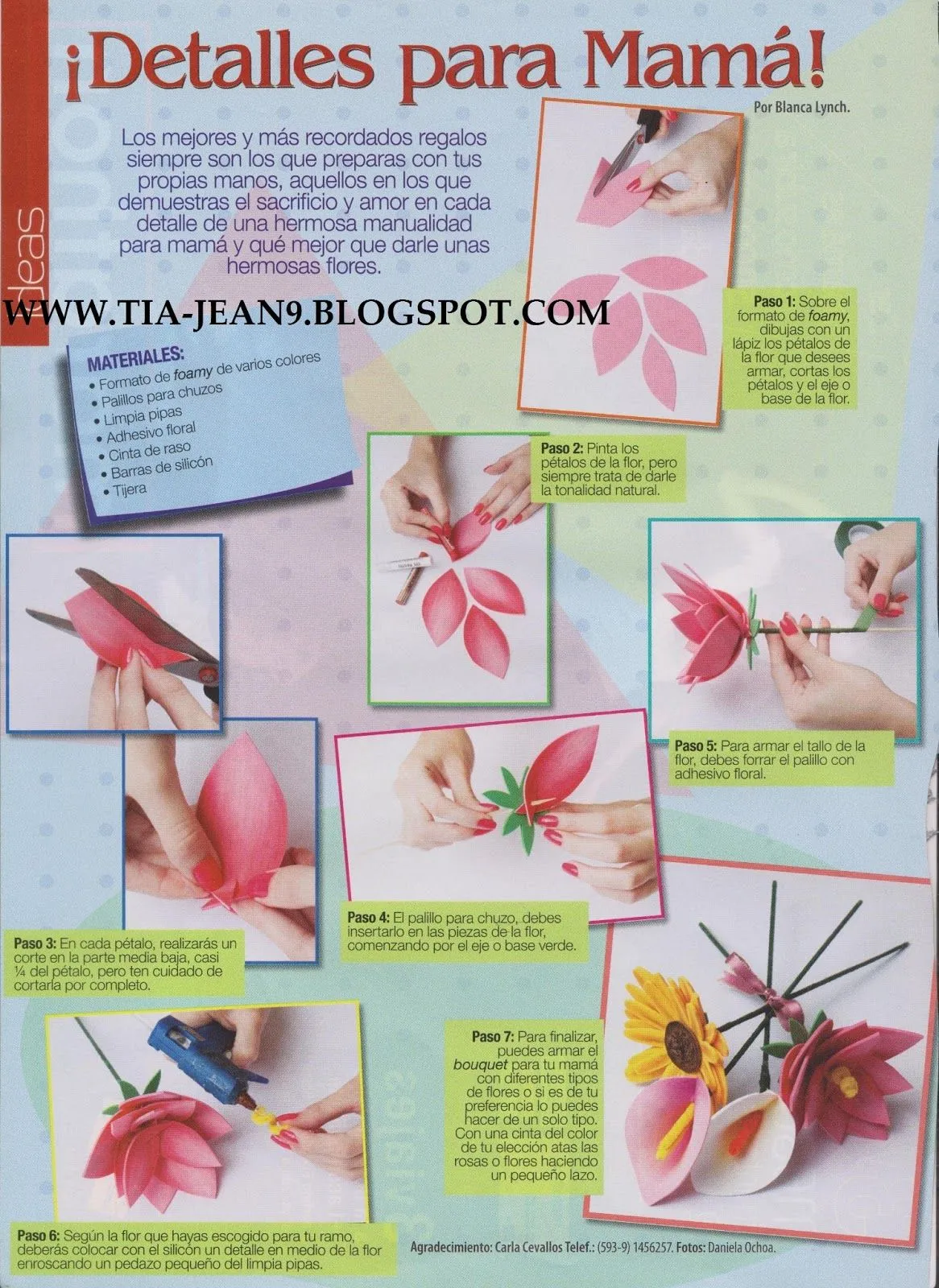 PASO A PASO CON JEANNINE: COMO HACER FLORES CON GOMA EVA