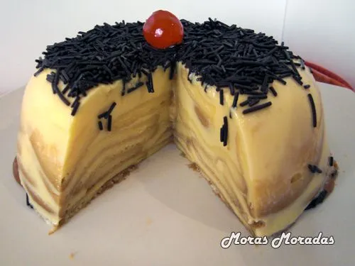 pastel de flan con galletas | Moras Moradas