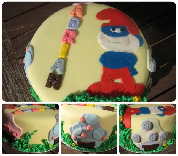 Pastel fondant con Papá Pitufo | La olla creativa de Gladys