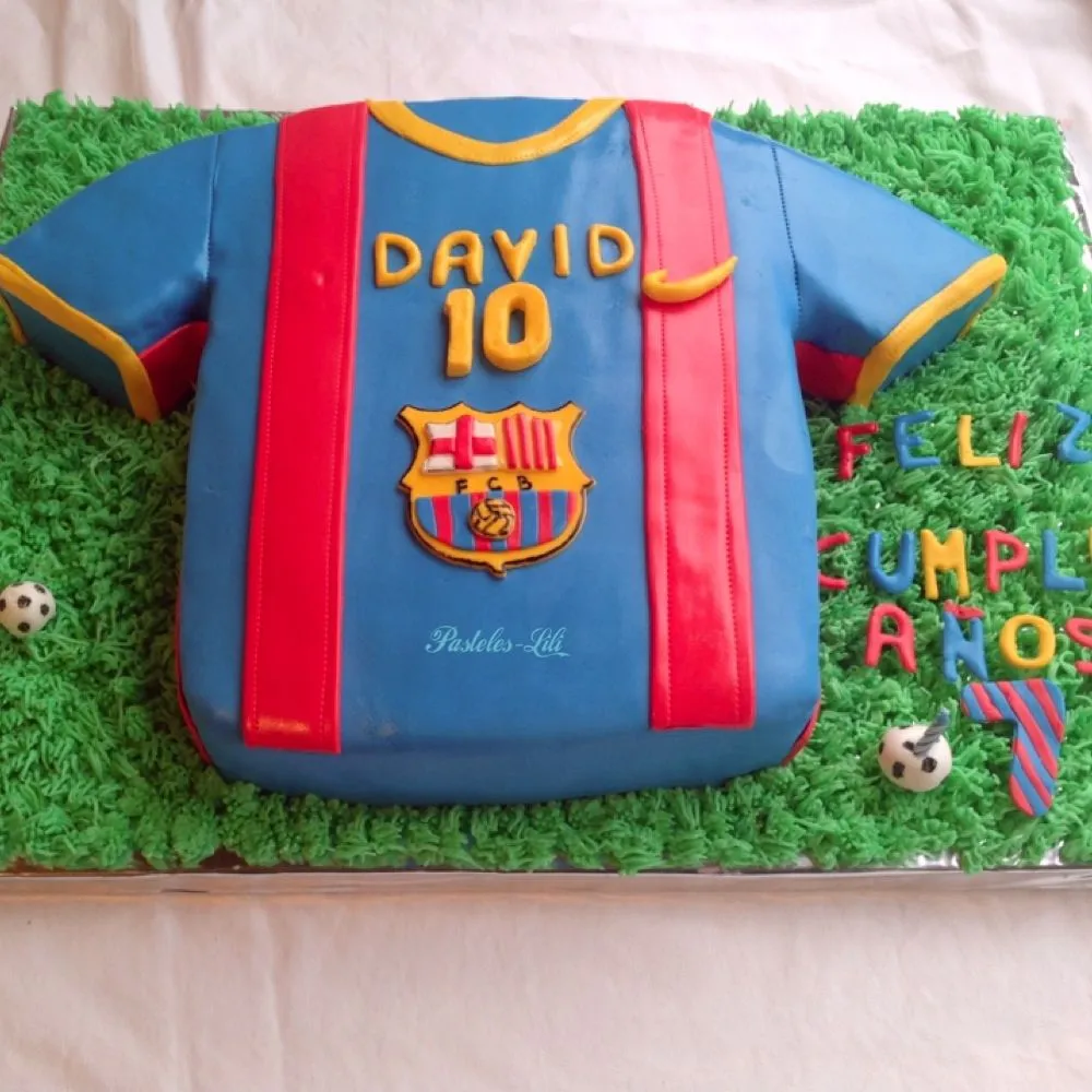 PASTELES-Lili: Pastel camiseta Barça-Feliz Cumpleaños David (7 años)