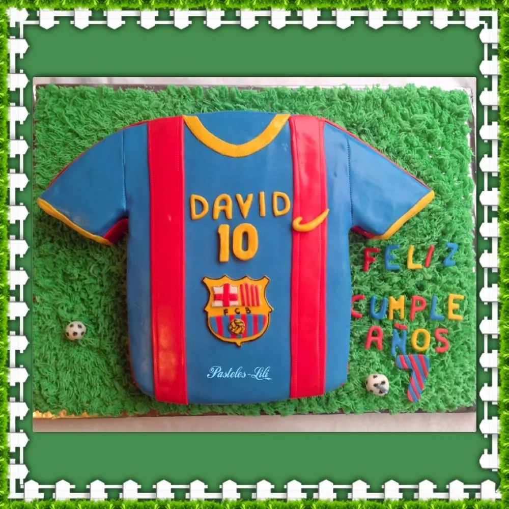 PASTELES-Lili: Pastel camiseta Barça-Feliz Cumpleaños David (7 años)