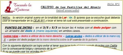 Las pastillas del abuelo – Calipso - Tocando la Guitarra