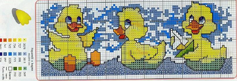 Patitos punto de cruz para baberos - Imagui