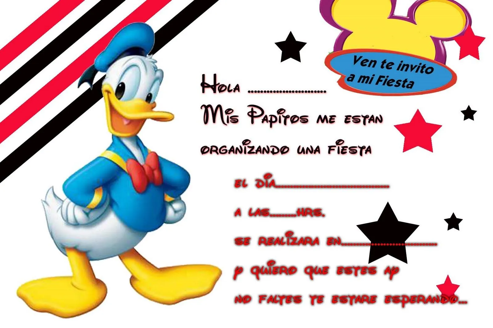 Pato Donald | Tarjetas de cumpleaños para imprimirTarjetas de ...