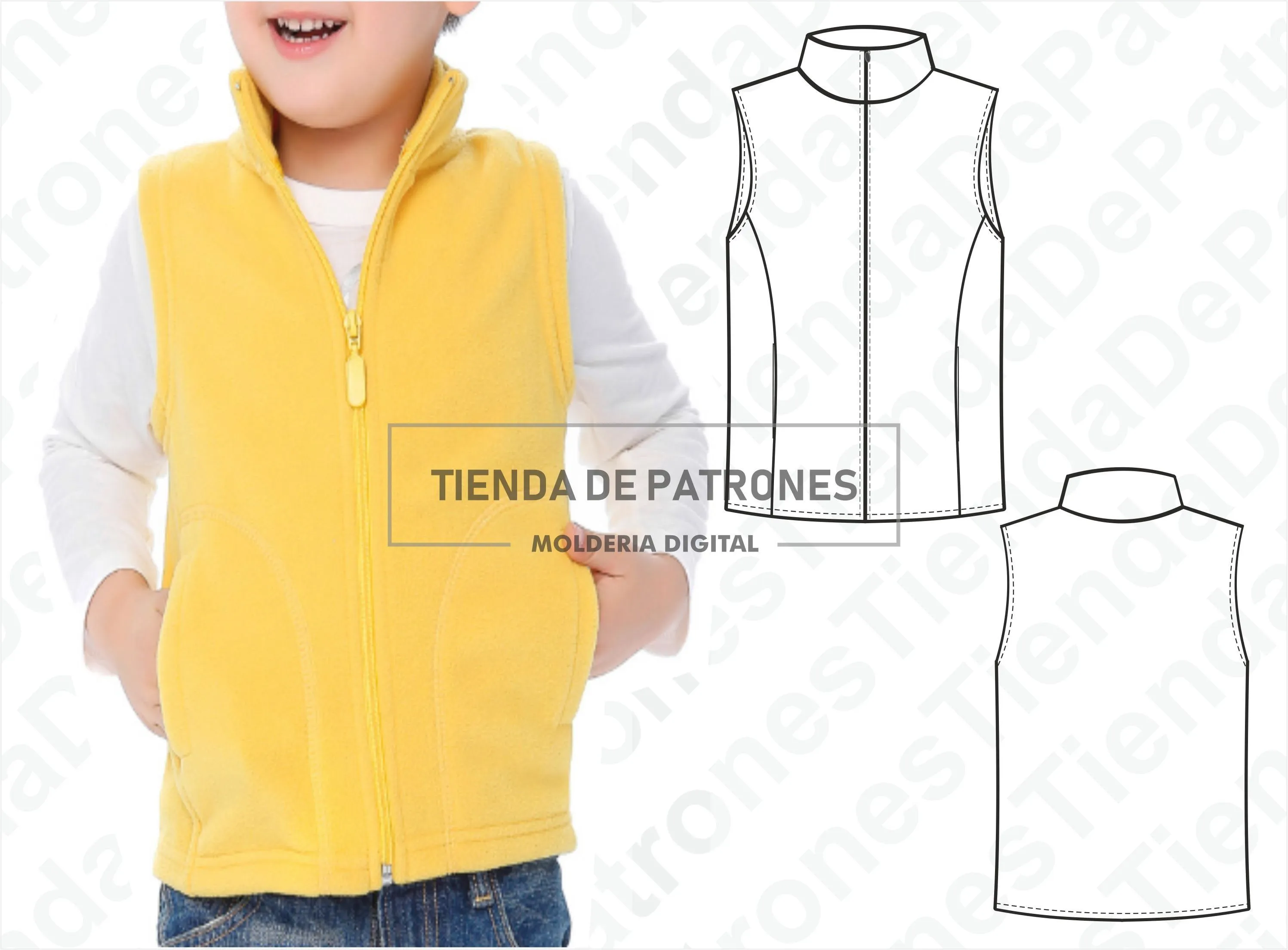 PATRON Chaleco Niños Patrón de costura Digital Imprimible - Etsy México