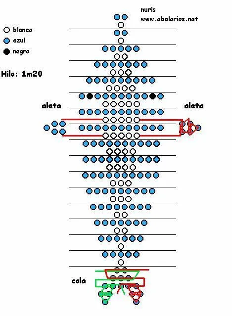 Patrón para hacer un Delfín con mostacillas. | Bisuteria Coketa