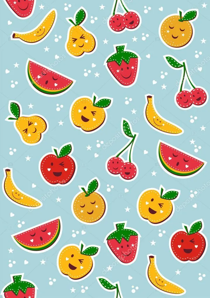 patrón feliz frutas — Vector stock © cienpies #6072470