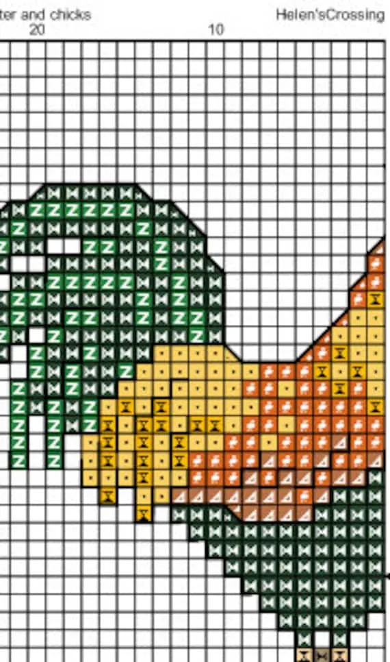 Patrón de punto de cruz contado de gallos y pollitos. Descarga - Etsy México