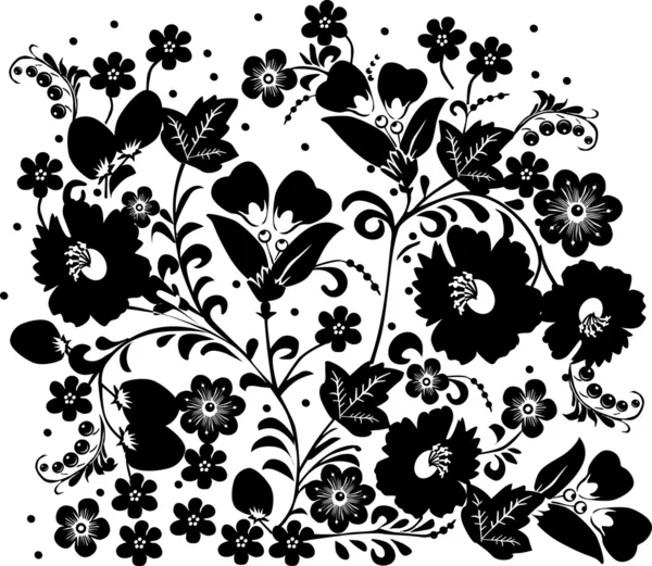 patrón tradicional con flores negras — Vector stock © Dr.PAS #6327526