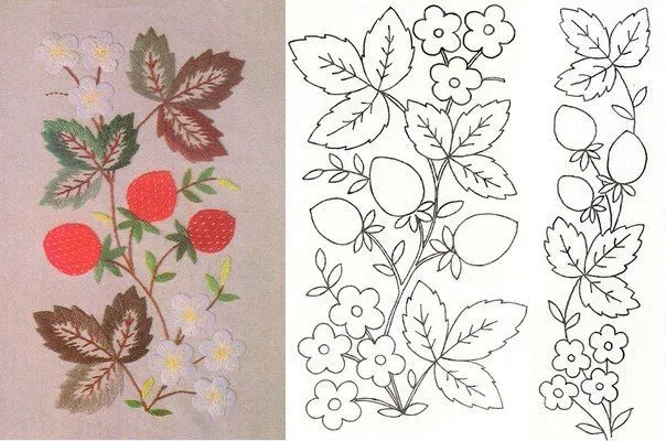 patrones-para-bordar-flores-fresas.jpg (604×400) | Embroidery ...