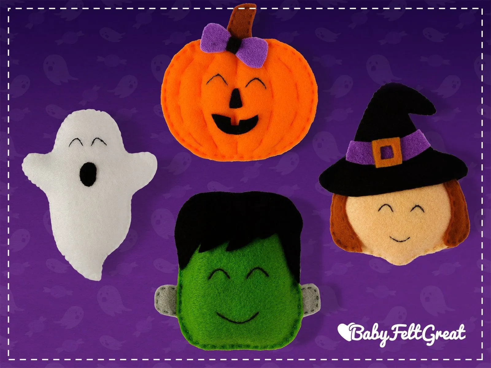 Patrones de costura decoración Halloween DIY Brujita Fantasma Frankenstein  Calabaza adornos fieltro Patrón de costura fieltro - Etsy México