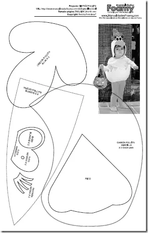 Patrones para disfraz de pollito en foami | Halloween en la net ...