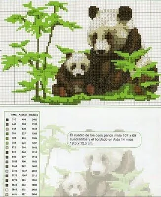 Patrones y esquemas gratis: Pandas a punto de cruz