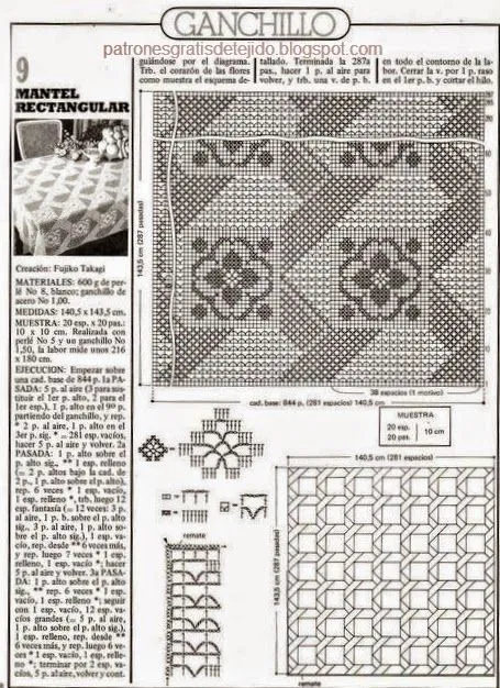 Patrones de mantel Puro Encanto - técnica crochet filet | Crochet ...