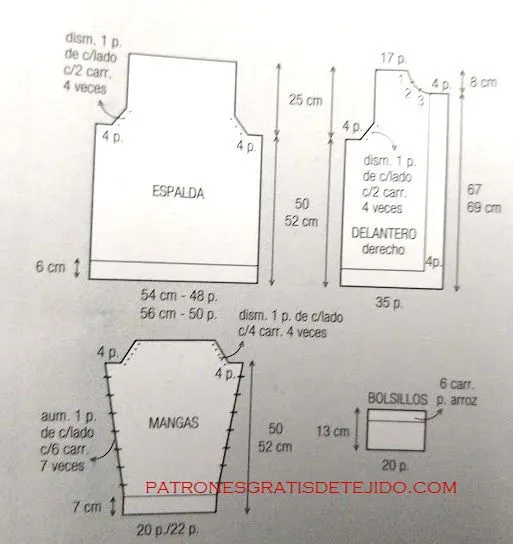 Patrones de Saco tejido con Dos Agujas para Hombre / Paso a paso