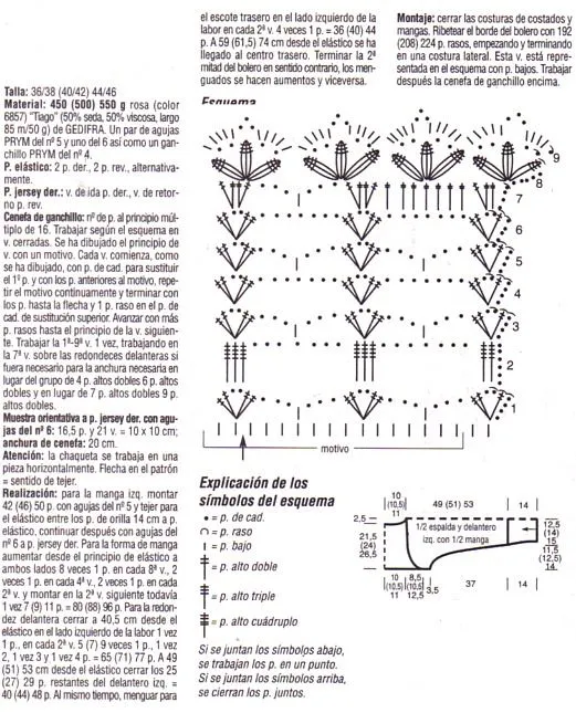 Patrones de Tejido Gratis - Chaqueta bolero con cenefa de ganchillo