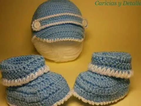 Gorrito bebé y patucos Caricias y Detalles - YouTube