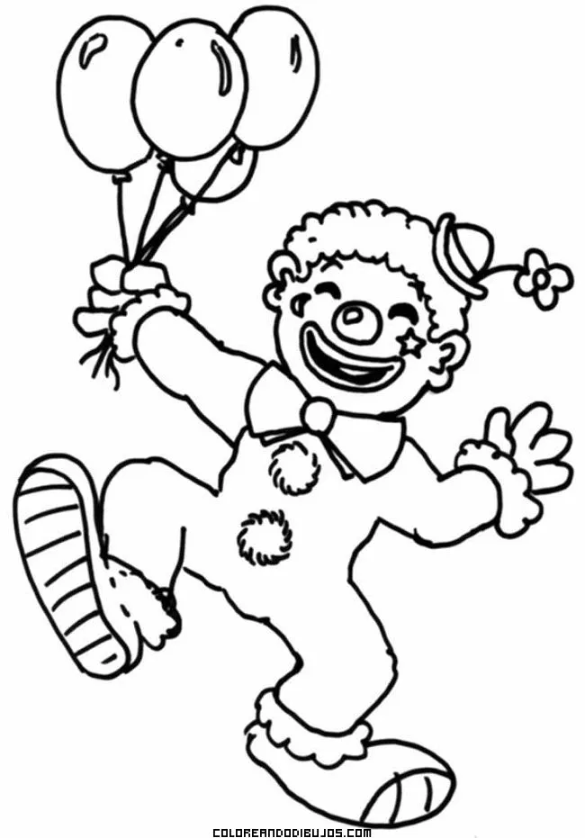 Payaso con globos para colorear