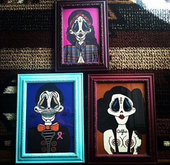 Payaso Payasa Cholita 3 Framed Prints by Klaverangra on Etsy