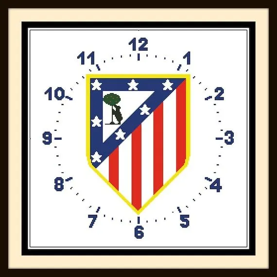 PDF Gráfico Punto de Cruz Reloj Atlético de Madrid Cross - Etsy México