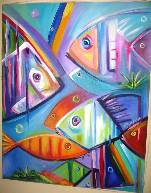 Cuadros abstractos de peces - Imagui