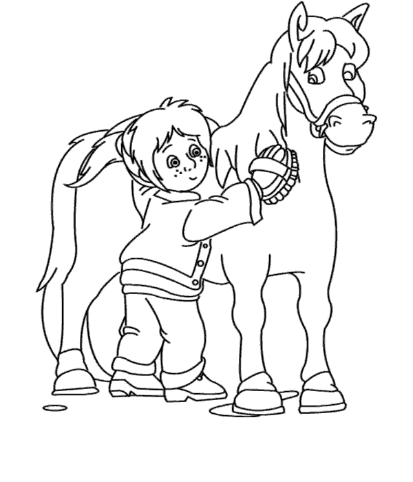 Niño paseando en caballo para colorear - Imagui