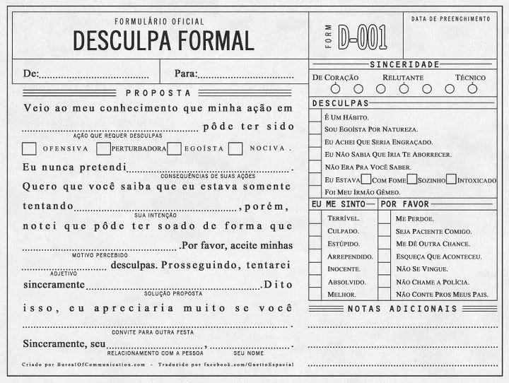 Pedido de desculpas formal - Imagui