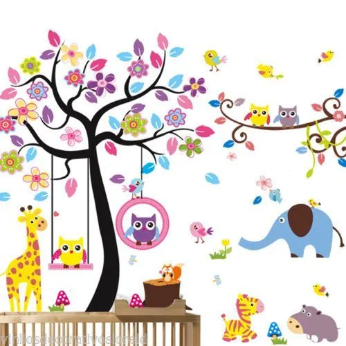 Pegatina infantil decorativa Arbol Buhos XXL400*160cm Vinilo ...