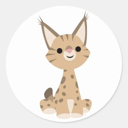 Pegatina lindo del lince del dibujo animado de Zazzle.