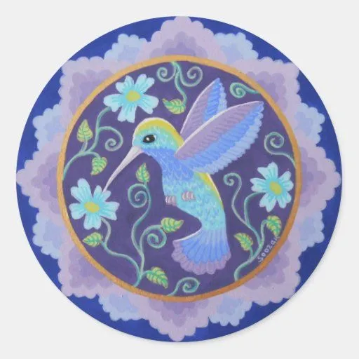 Pegatinas bonitos de la mandala del colibrí pegatina redonda | Zazzle