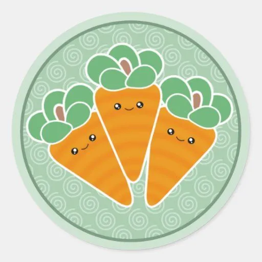 Pegatinas crujientes de Kawaii de las zanahorias Pegatina Redonda ...
