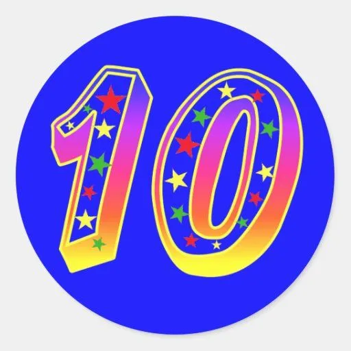 Pegatinas del número 10 de las estrellas pegatina redonda | Zazzle