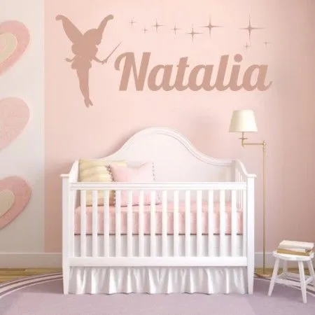 Pegatinas para paredes infantiles con hada y nombre Natalia