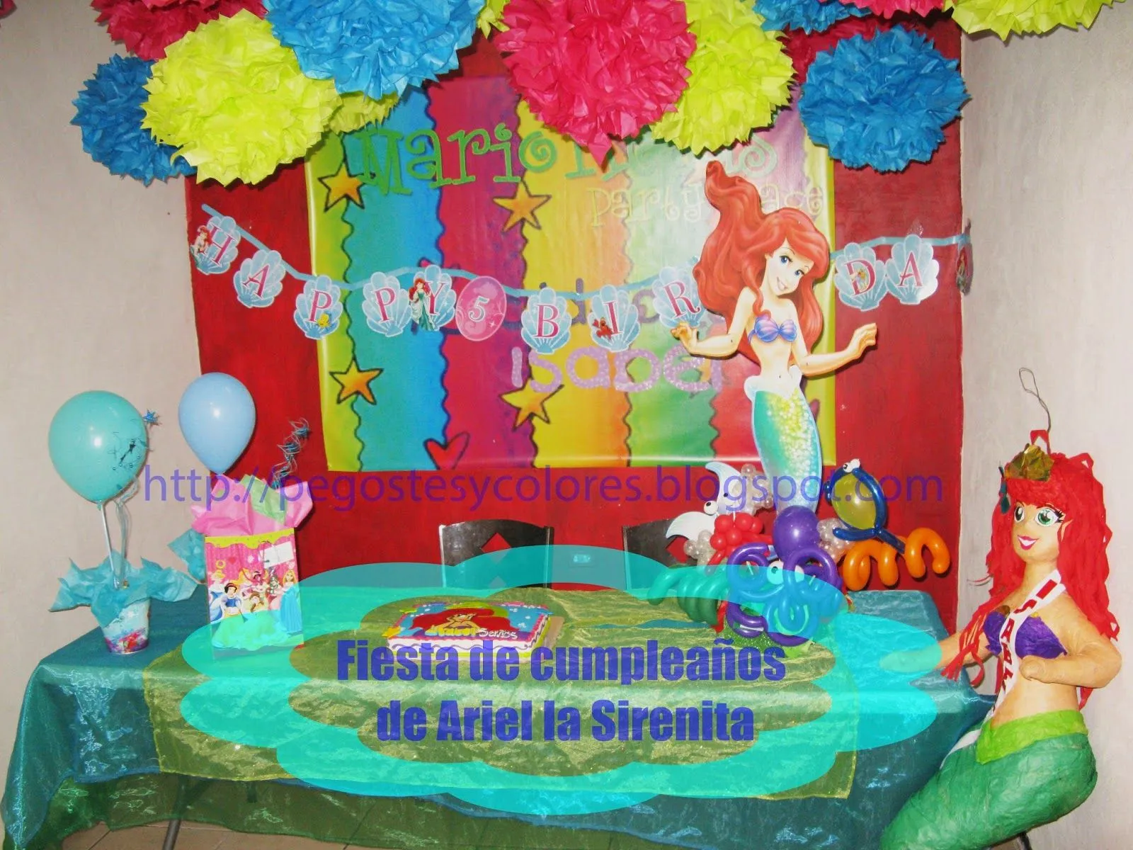 Pegostes y Colores: Fiesta de cumpleaños de Ariel la Sirenita