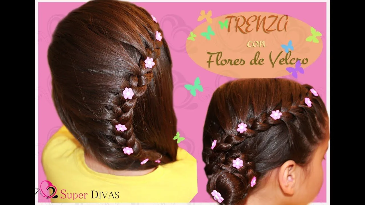 Peinado para fiesta - Trenza y flores de lado. Peinado infantil ...