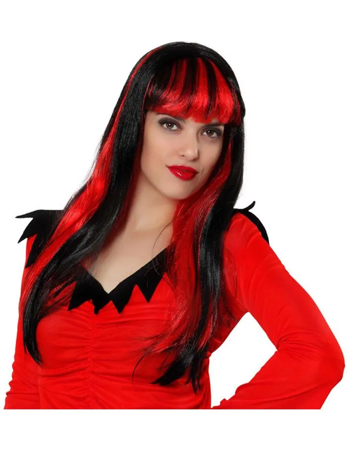 Peluca vampiro con mechas rojas mujer : Pelucas, y disfraces ...