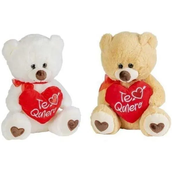 PELUCHE OSO CORAZON CUPIDO 30CM STDO 2 COLORES al por Mayor ≫ Plasticosur