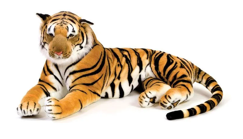 Peluche Tigre Roux couché réaliste 85 cm - PLUSHTOY