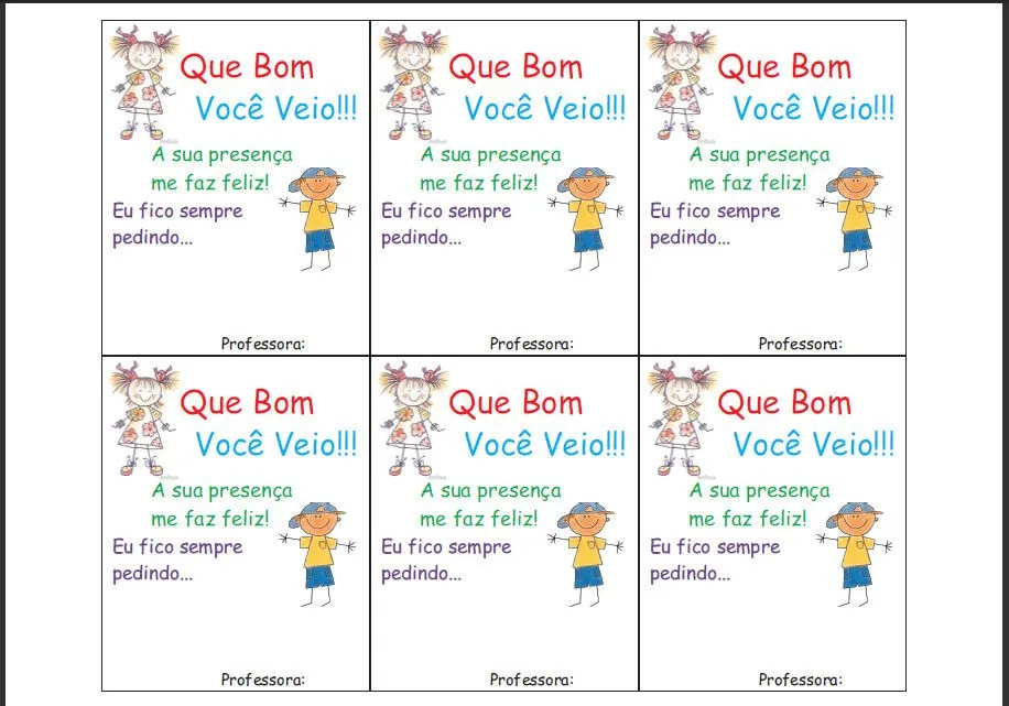 Pequeninos de Jesus: Cartões de Boas Vindas!