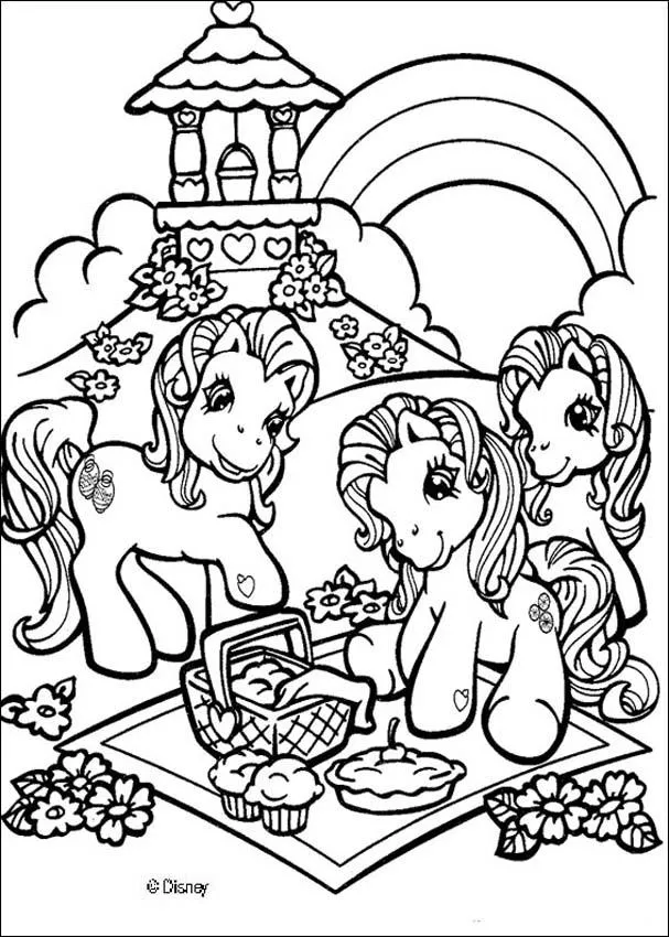 Mi pequeño Pony para colorear, Picnic en el parque para imprimir