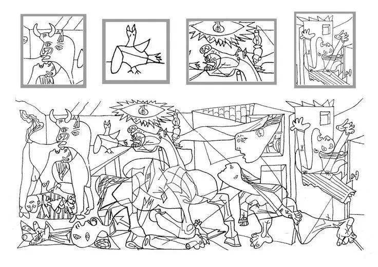 Pequeños pinceles Guernica para colorear | Artists Pablo Picasso ...