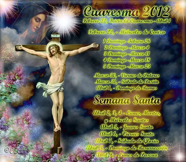 PEQUES Y PECAS...: CALENDARIO CUARESMA Y SEMANA SANTA 2012.