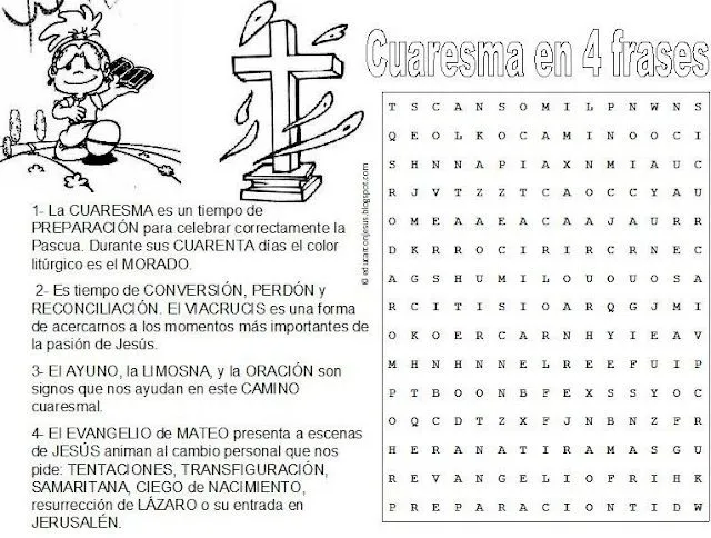 PEQUES Y PECAS...: CUARESMA: SOPA DE LETRAS.
