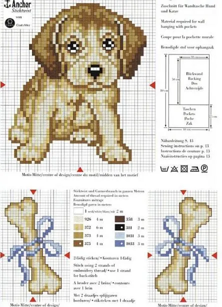 Perrito con huesos a punto de cruz | Nuevos gráficos gratis