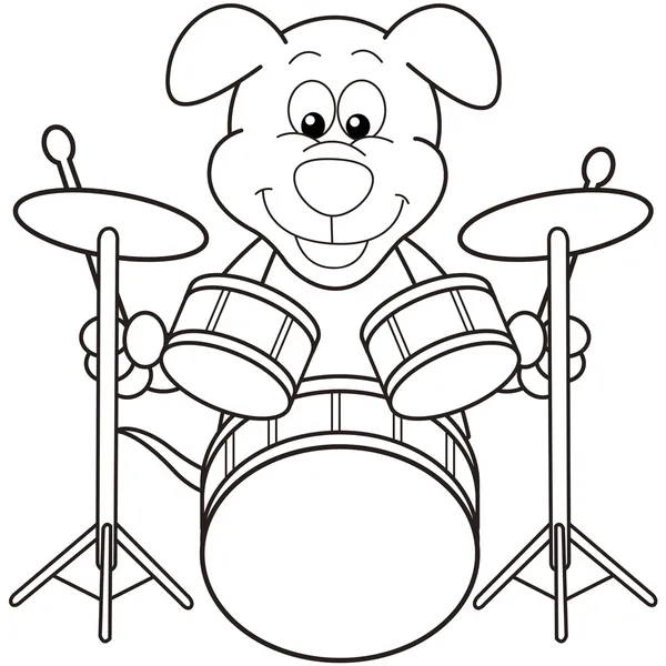 Perro de dibujos animados tocando tambores — Vector stock ...